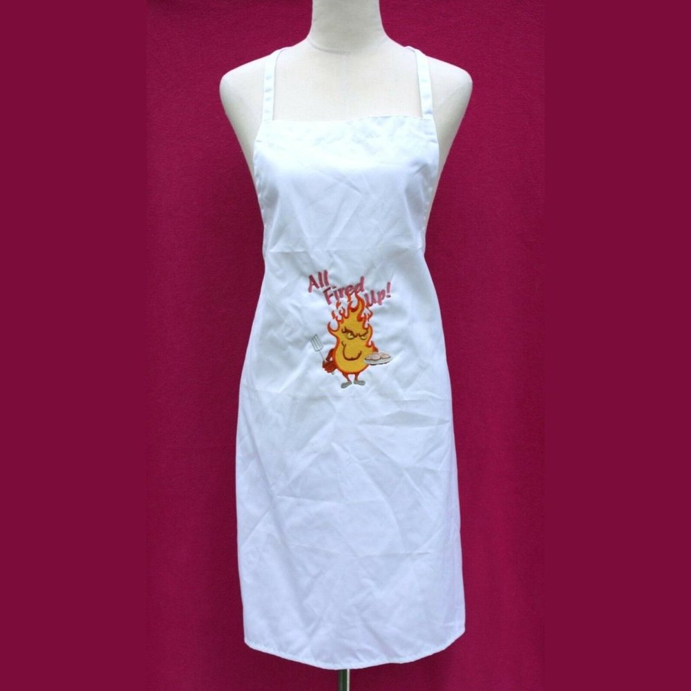 KNG International All Fired Up Demon Embroidered Barbecue Grilling Kitchen Apron